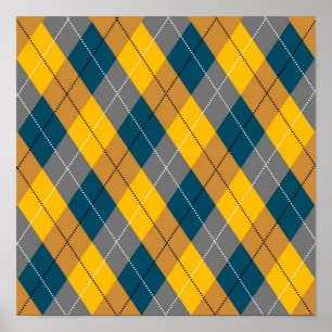 Autumn Color Argyle Geometric Plaid Pattern Poster