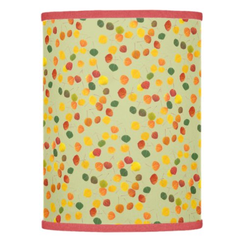 Autumn Color Aspen Leaves Pattern Over Green Lamp Shade