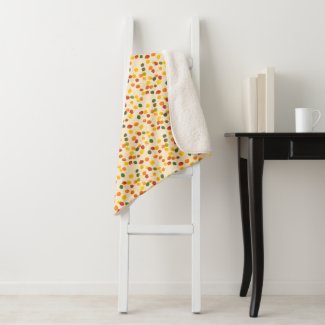 Autumn Color Aspen Leaves Pattern Over Yellow Sherpa Blanket