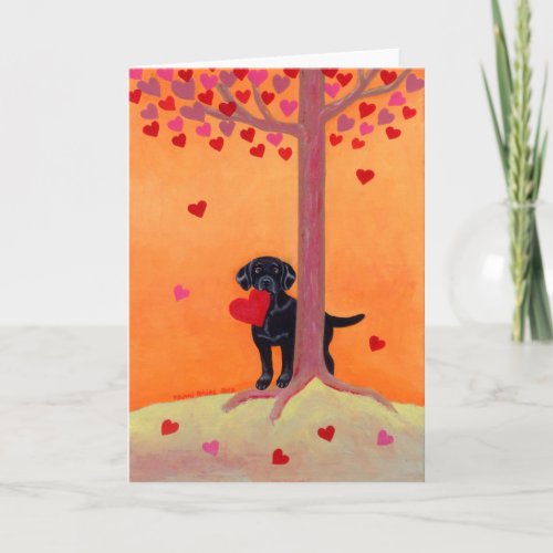 Autumn Color Black Labrador Card