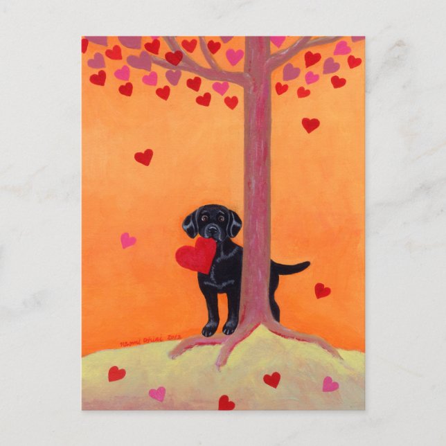 Autumn Color Black Labrador Postcard (Front)