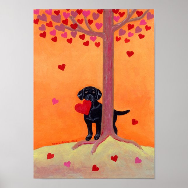 Autumn Color Black Labrador Poster (Front)