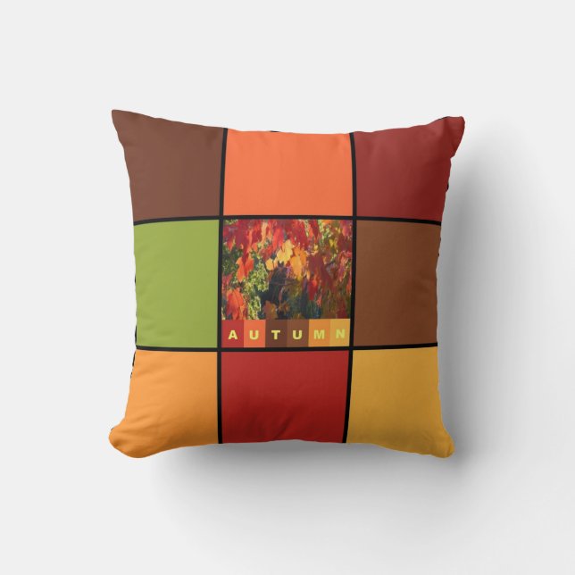 Autumn Color Blocks Throw Pillow (Front)