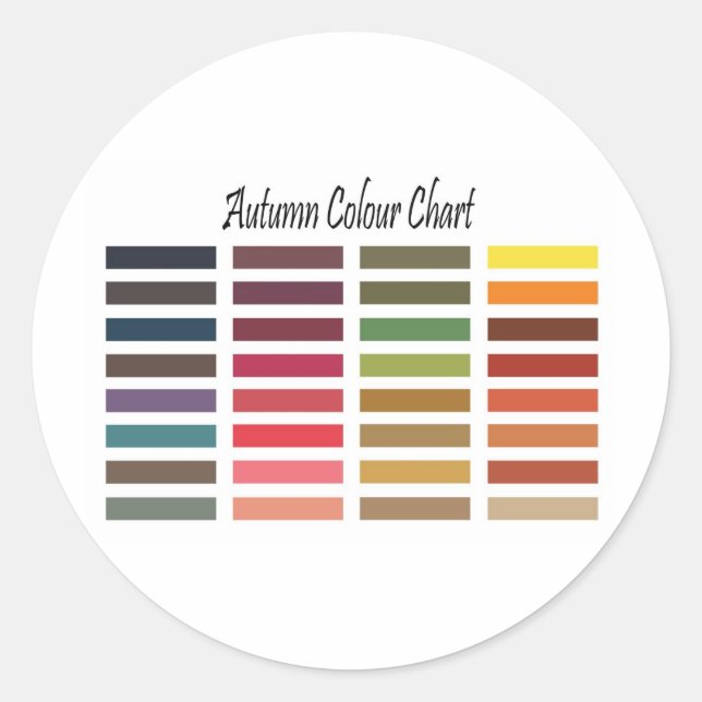 Autumn color chart classic round sticker (Front)