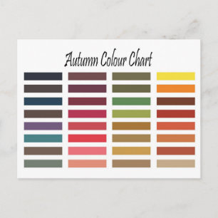 Autumn color chart postcard