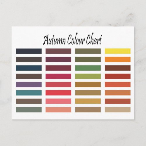 Autumn color chart postcard