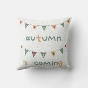 autumn color garland throw pillow