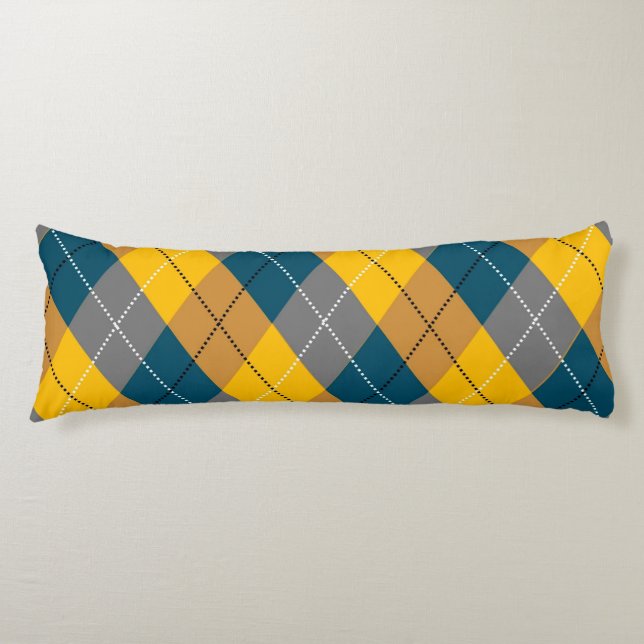 Autumn Color Geometric Plaid Yellow Brown Pattern Body Pillow (Front)