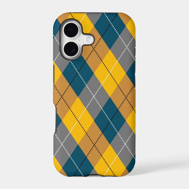 Autumn Color Geometric Plaid Yellow Brown Pattern Iphone Case (Back)