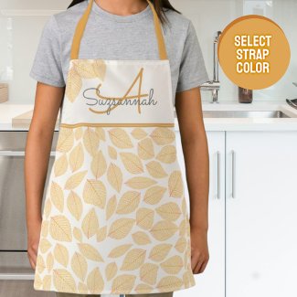 Autumn Color Leaf Pattern Custom Monogram