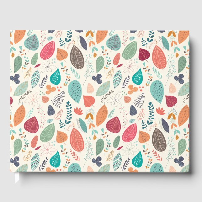 Autumn Color Leaves Pattern Guest Book (Front)
