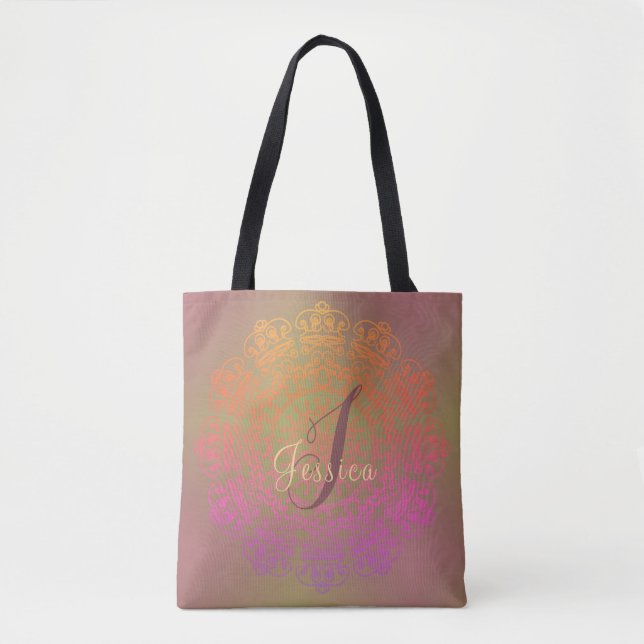 Autumn Color Mandala Monogram  Tote Bag (Front)
