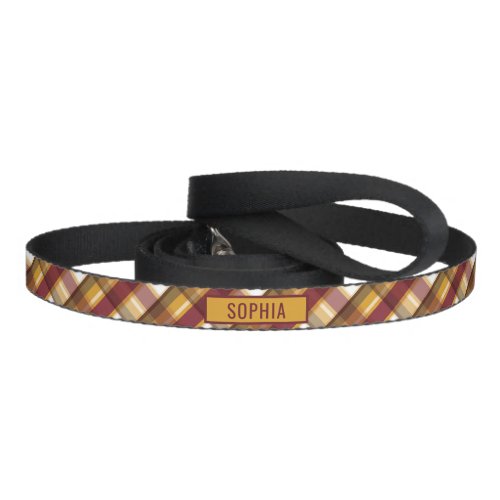 Autumn Color Plaid Pattern  Custom Name Pet Leash