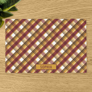 Autumn Color Plaid Pattern & Custom Name Placemat
