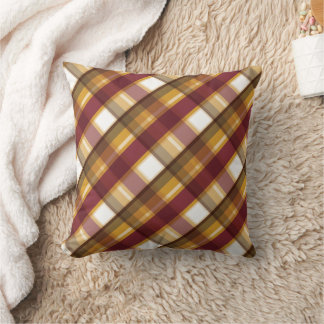 Autumn Color Plaid Pattern Throw Pillow