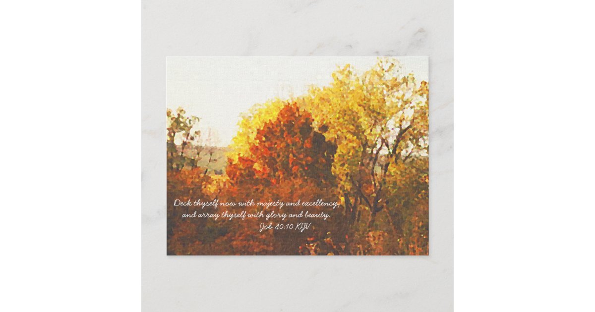 Autumn Color Trees Digital Oil with Bible Verse Postcard | Zazzle