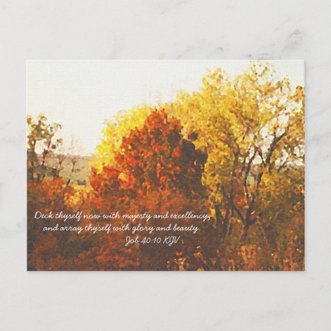 Autumn Color Trees Digital Oil with Bible Verse Postcard (Front)