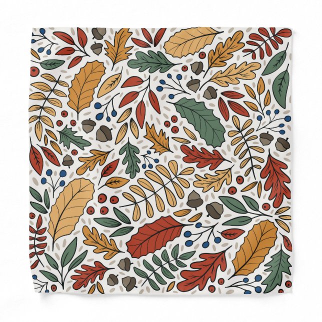 Autumn Colored Leaf Square Design Bandana (Front)