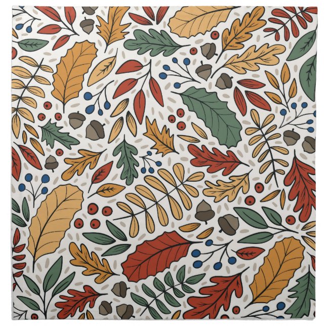 Autumn Colored Leaf Square Design Cloth Napkin (Front)