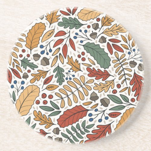 Autumn Colored Leaf Square Design Coaster
