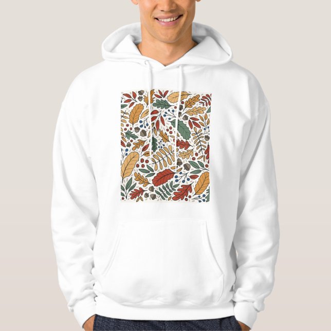 Autumn Colored Leaf Square Design Hoodie (Front)