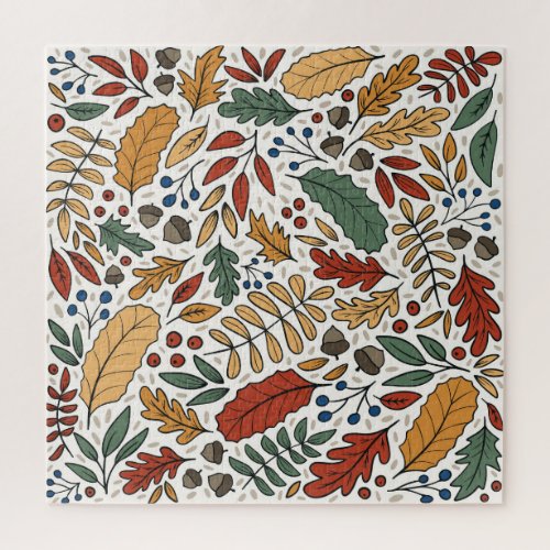 Autumn Colored Leaf Square Design Jigsaw Puzzle