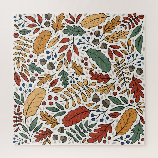 Autumn Colored Leaf Square Design Jigsaw Puzzle (Vertical)