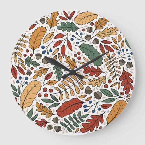 Autumn Colored Leaf Square Design Large Clock