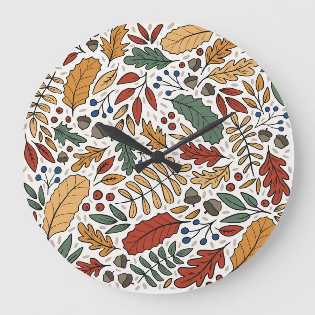 Autumn Colored Leaf Square Design Large Clock (Front)