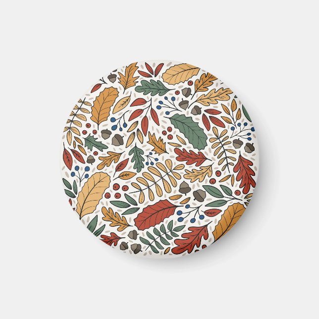 Autumn Colored Leaf Square Design Magnet (Front)