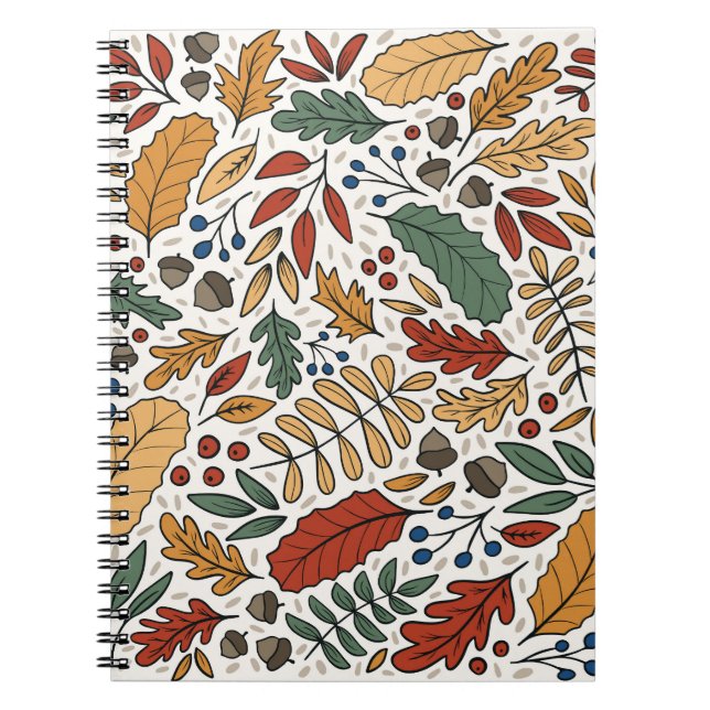 Autumn Colored Leaf Square Design Notebook (Front)