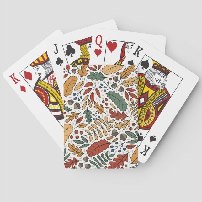Autumn Colored Leaf Square Design Poker Cards (Back)