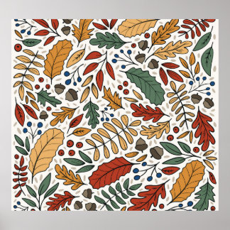 Autumn Colored Leaf Square Design Poster