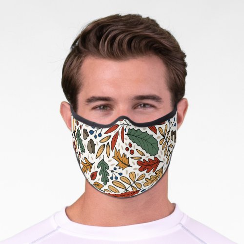 Autumn Colored Leaf Square Design Premium Face Mask