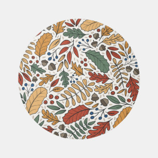 Autumn Colored Leaf Square Design Rug