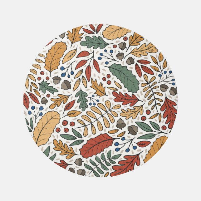 Autumn Colored Leaf Square Design Rug (Front)