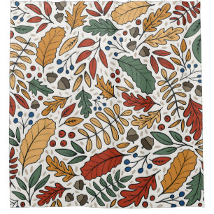 Autumn Colored Leaf Square Design Shower Curtain