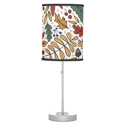 Autumn Colored Leaf Square Design Table Lamp