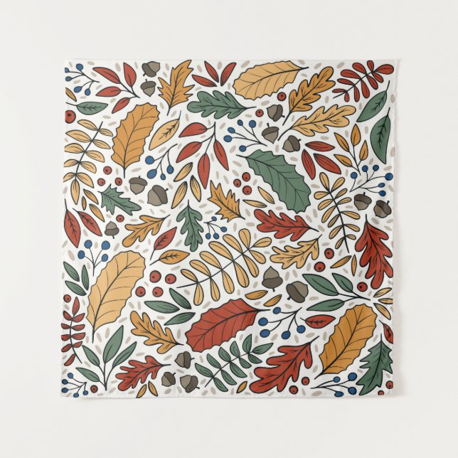 Autumn Colored Leaf Square Design Tapestry (Front)
