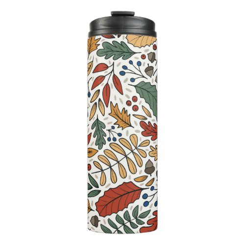 Autumn Colored Leaf Square Design Thermal Tumbler