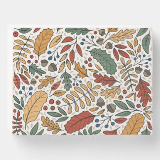 Autumn Colored Leaf Square Design Wooden Box Sign