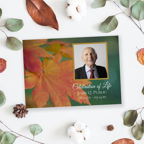 Autumn Colored Leaves Celebration of Life Invitation