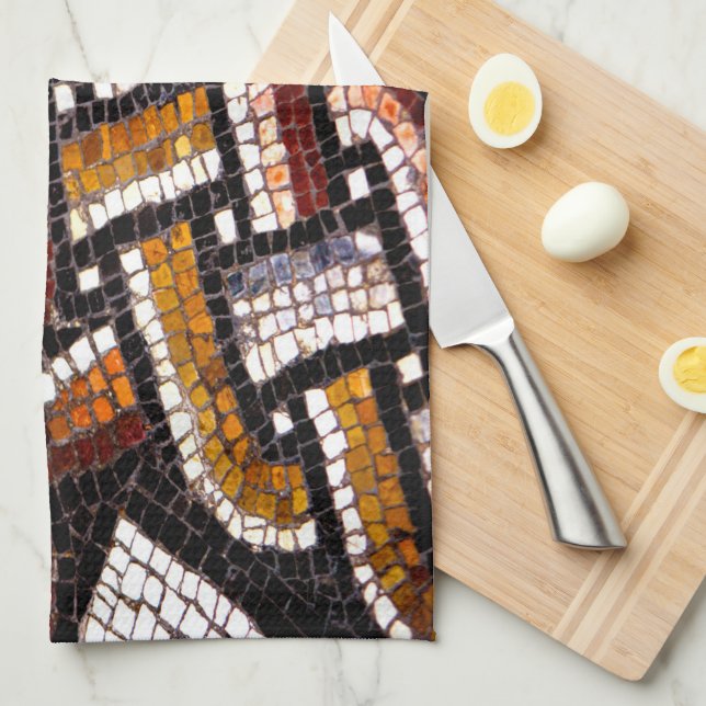 Autumn Colored Roman Mosaic Kitchen Towel (Quarter Fold)