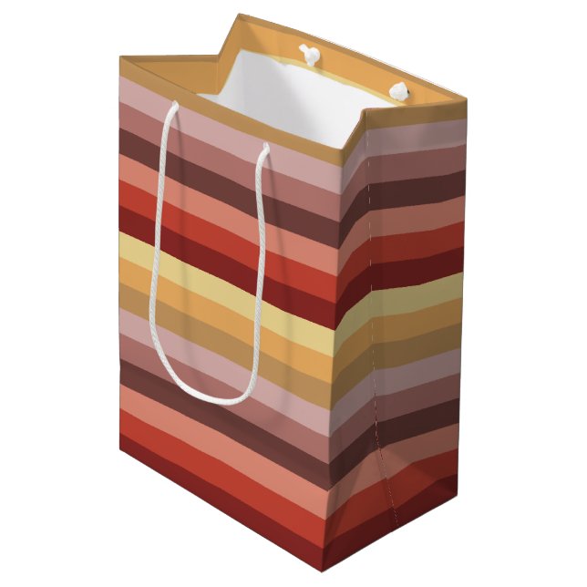 AUTUMN COLORED STRIPES MEDIUM GIFT BAG (Front Angled)