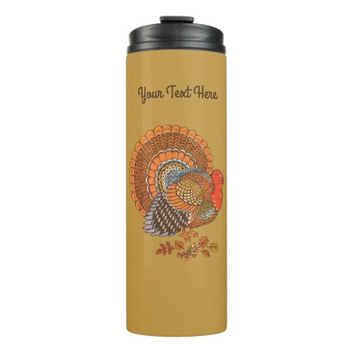 Autumn Colored Turkey Fanned Tail Leaves Thermal Tumbler