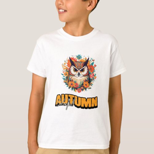 Autumn Colorful Cartoon Owl T_Shirt