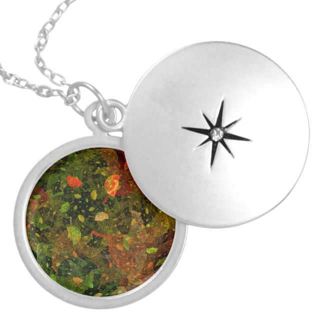Autumn colorful decorative design locket necklace (Front)