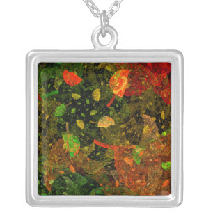Autumn colorful decorative design silver plated necklace
