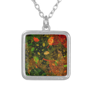 Autumn colorful decorative design silver plated necklace