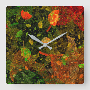 Autumn colorful decorative design square wall clock